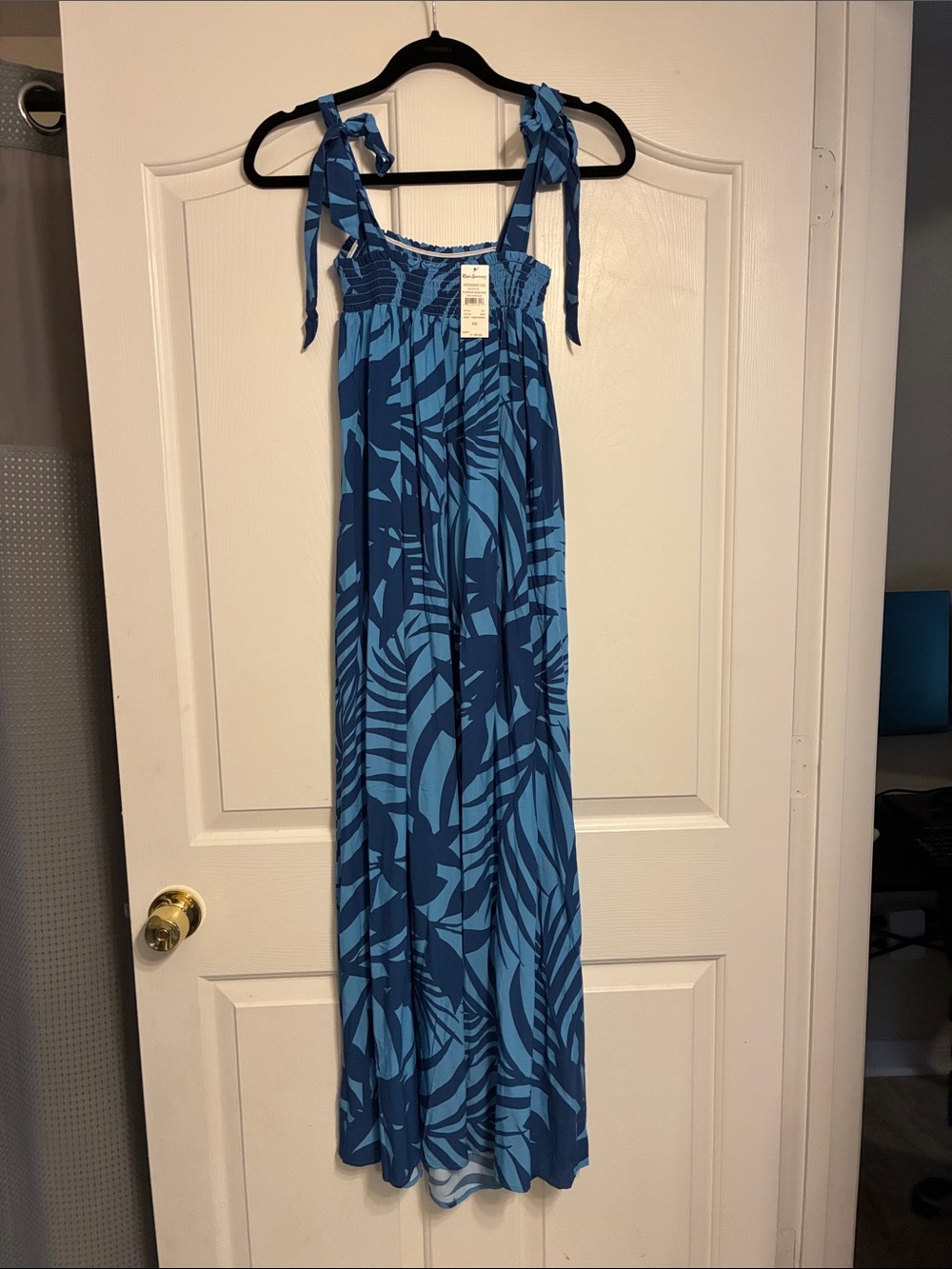 NWT reyn spooner Blue Tropical Print Tie-Shoulder One-Piece